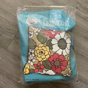 Elsa Williams Needlepoint Pillow Kit KPN 152 Flowers New Vintage, Opened Package